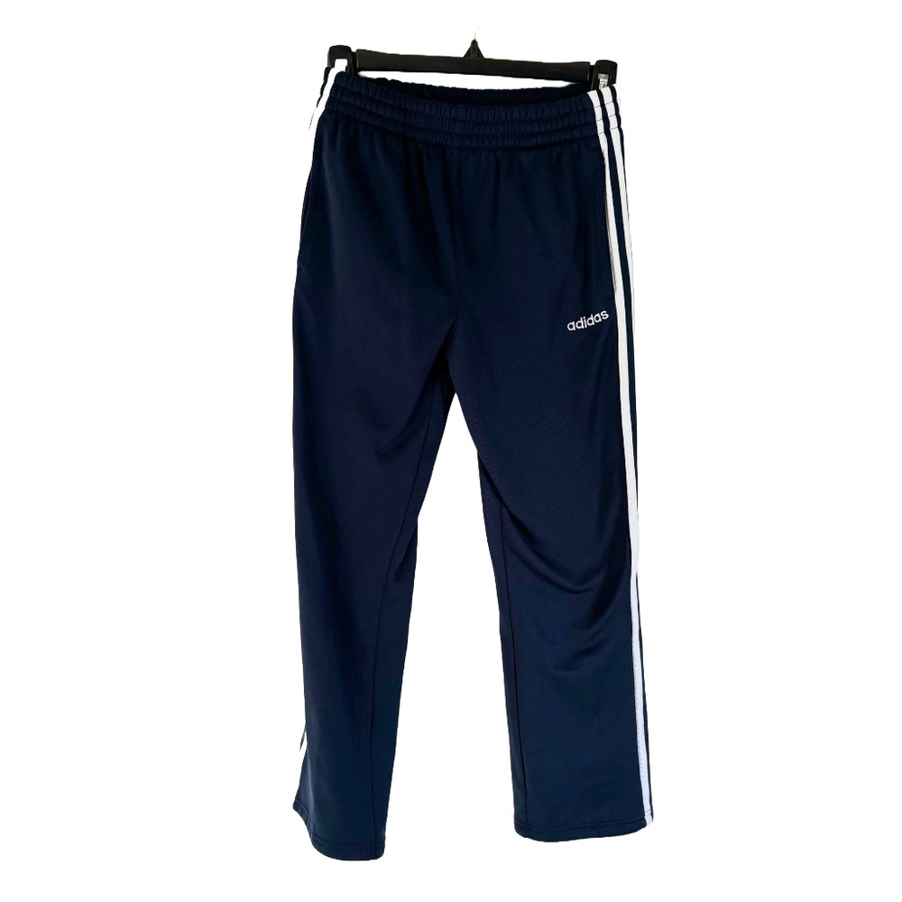 Adidas Navy Athletic Pants with White Triple Stripes Size 10-12